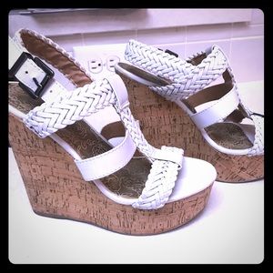 Barely worn white wedges